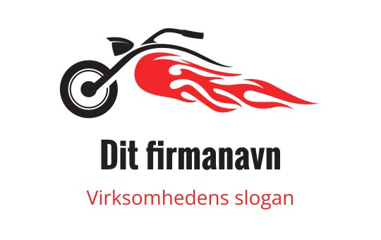 Moderne motorsykkel logo design med røde flammer og svarte detaljer