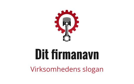 Fet logo design med en rød gir- og stempelkombinasjon