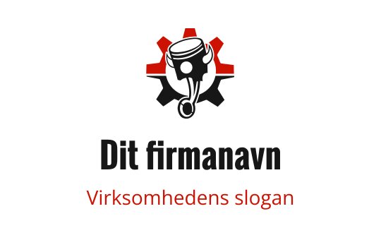 Fet logo design med en stempel inne i et tannhjul med røde detaljer