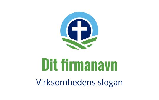Moderne logo design med et kors i et sirkulært blått og grønt landskap