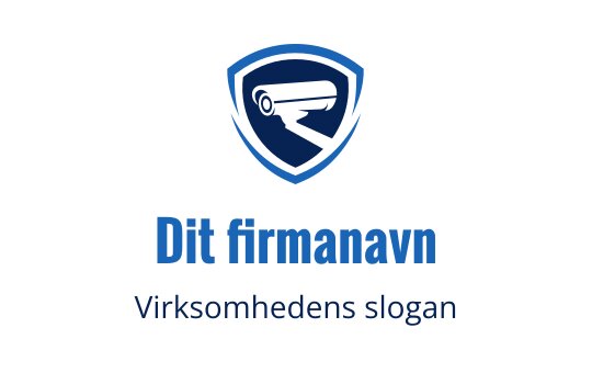 Skjoldlogo med et sikkerhetskamera i blåtoner