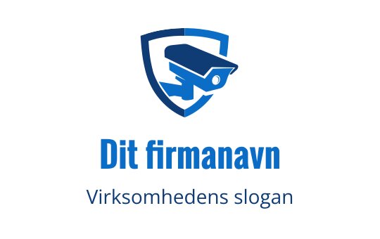Skjoldlogo med et sikkerhetskamera i blåtoner