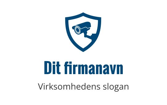 Skjoldlogo med et sikkerhetskamera i blåtoner