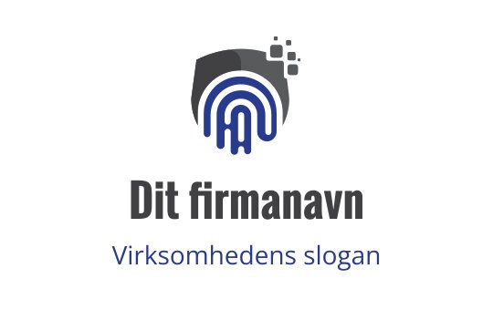 Moderne logo design med fingeravtrykk og skjold i blåtoner