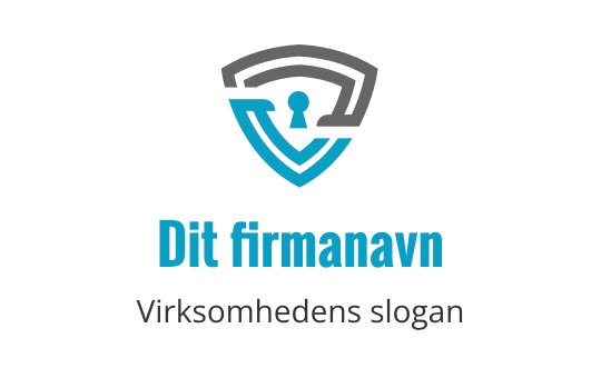 Moderne skjoldlogo med en nøkkelhull i blått og grått