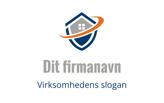 Moderne skjoldlogo design med et hus og oransje sveip