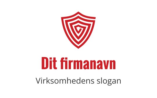 Fet rød skjoldlogo med konsentriske linjer og moderne typografi