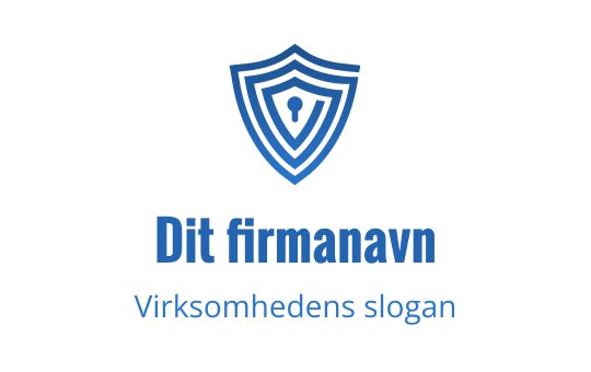 Skjoldlogo med lagdelte blå konturer og et nøkkelhull i midten