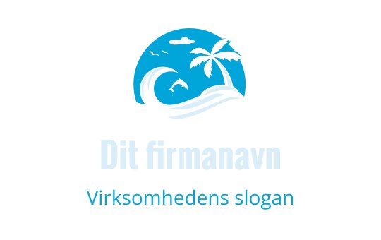 Tropisk logo med palme og havbølger