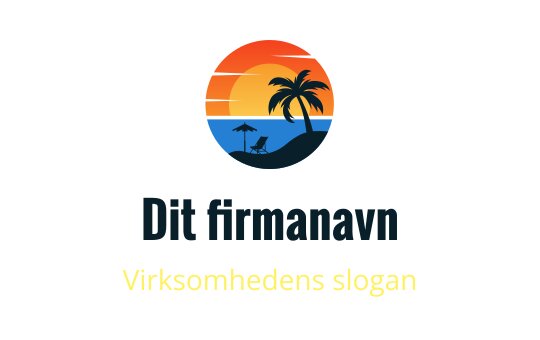 Fargerik solnedgang logo design med palmer og strandscene