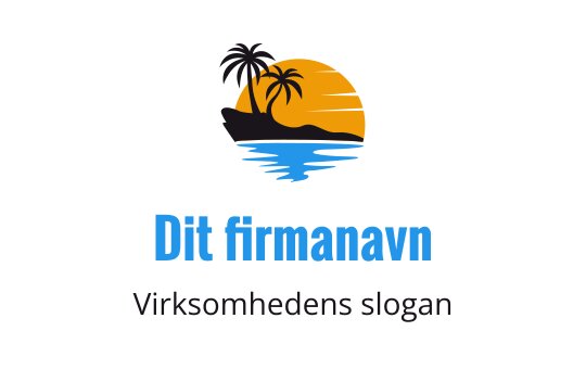 Tropisk solnedgang logo med palmer og havbølger