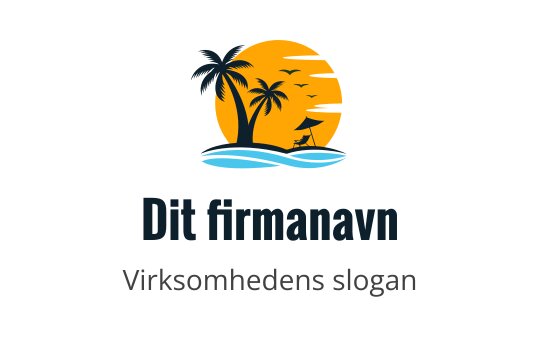 Tropisk logo med palmer og solnedgang som bakgrunn