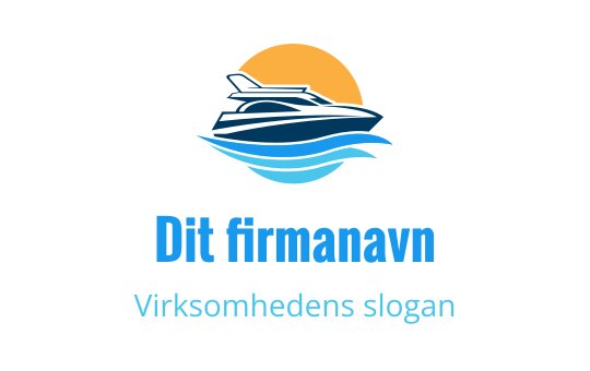 Moderne logo design av båt med bølger og solnedgang som bakgrunn