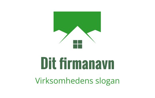 Moderne grønn huslogo med banner og vinduselementer