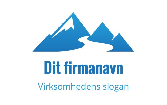 Moderne blå fjelllogo med en svingete sti
