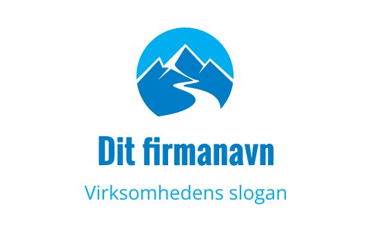 Moderne blå fjelllogo med en svingende elv