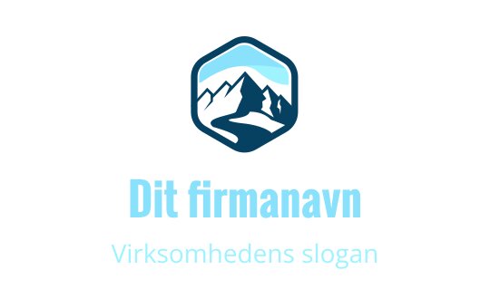 Sekskantet logo med fjell i blå og mørkeblå nyanser