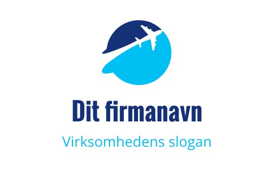 Moderne blå og teal logo med en flysilhuett
