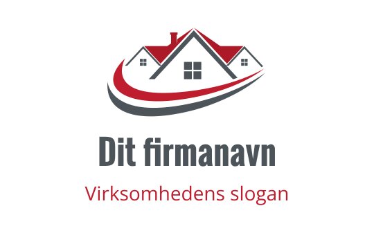 Moderne hus logo design med rød sveip og grå tekst