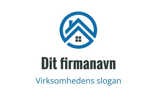 Moderne blå huslogo med sirkulær kontur og takelementer