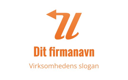 Stilig oransje logo med en buet bokstav 'U' og en pil