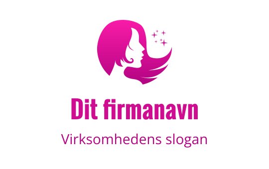 Stilig rosa silhuett logo design med en kvinnes profil og flytende hår
