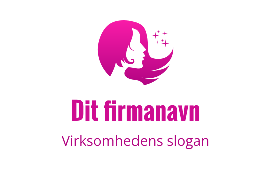 Stilig rosa silhuett logo design med en kvinnes profil og flytende hår