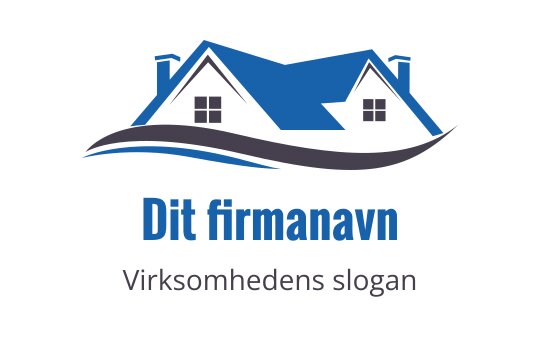 Moderne blå huslogo med et flytende bølgeelement