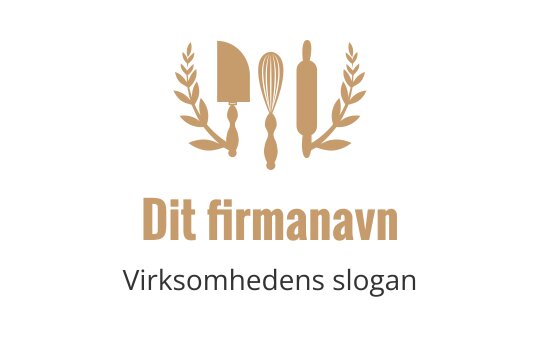 Elegant logo design med kjøkkenutstyr og laurbærblader i gull