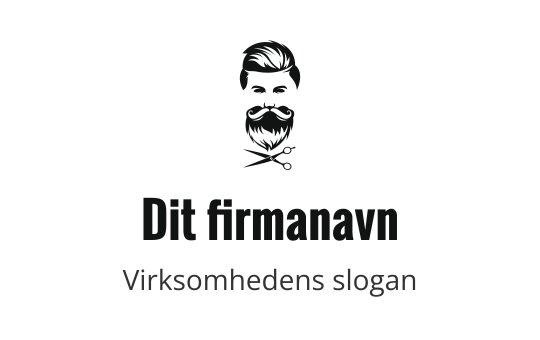 Stilisert logo med en skjeggete mann med saks