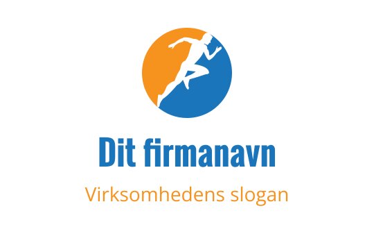 Dynamisk logo med en løpende figur i en sirkulær gradient av oransje og blått