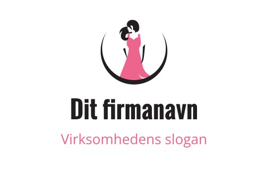 Elegant logo design med silhuett av en rosa kjole og stilfull typografi