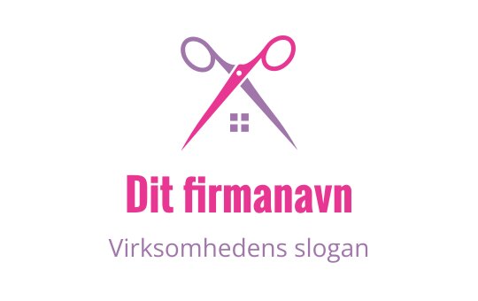 Kreativ logo med rosa saks og husikon