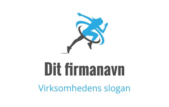 Dynamisk logo design med en løpende figur og blå detaljer