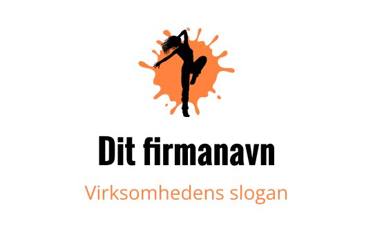 Dynamisk logo design med en silhuett av en danser og oransje spruteelementer