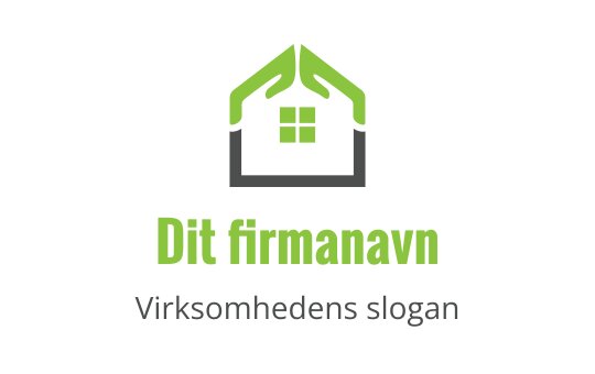 Moderne huslogo med grønt tak og hender som støtter det