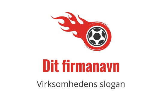 Dynamisk logo med en brennende fotball i rødt og svart
