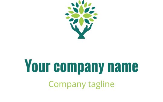 Moderne logo design med et tre med grønne blader og hender