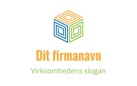 Moderne kube logo design med lagdelte linjer i oransje, blått og grønt