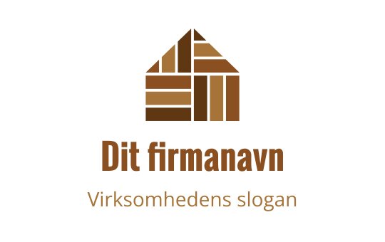 Stilisert brunt huslogo med detaljer i trepanel