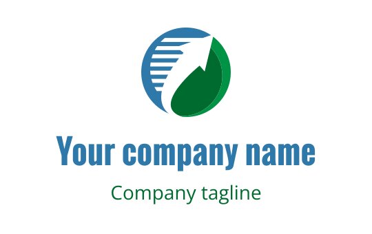 Moderne logo design med et blått og grønt sirkulært motiv med en oppoverpilt