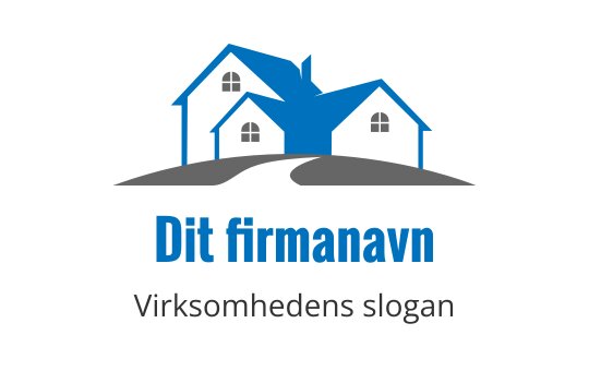 Moderne logo design med to stiliserte hus i blått og grått