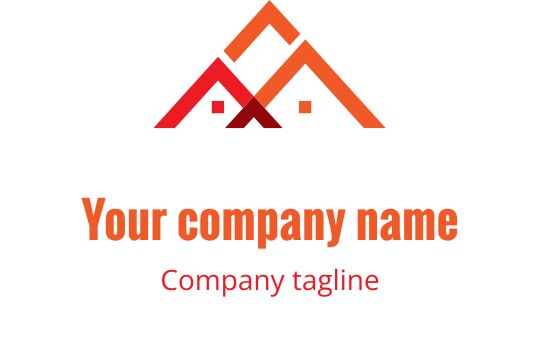Moderne logo med overlappende røde og oransje tak