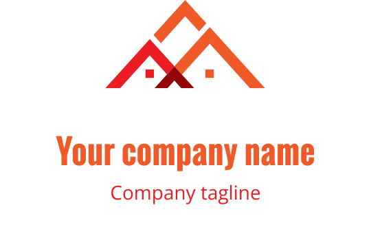 Moderne logo med overlappende røde og oransje tak
