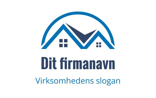 Moderne blå og grå logo med stiliserte tak og vinduer