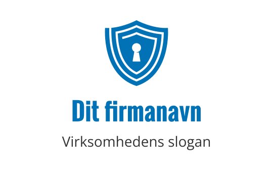 Skjoldlogo med en nøkkelhull i blått og svart