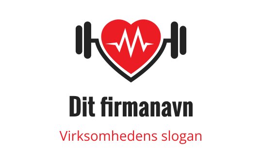 Fet logo design med et hjerte og en vektstang med en pulslinje