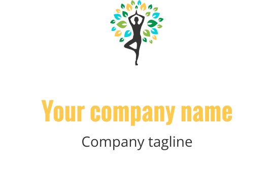 Moderne logo design med en figur omgitt av fargerike blader