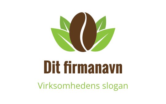 Moderne logo design med en kaffebønne omgitt av grønne blader