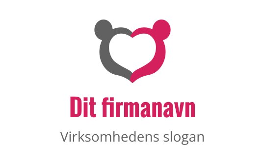 Lekent hjerte logo design med bjørnsilhuetter i grått og rosa